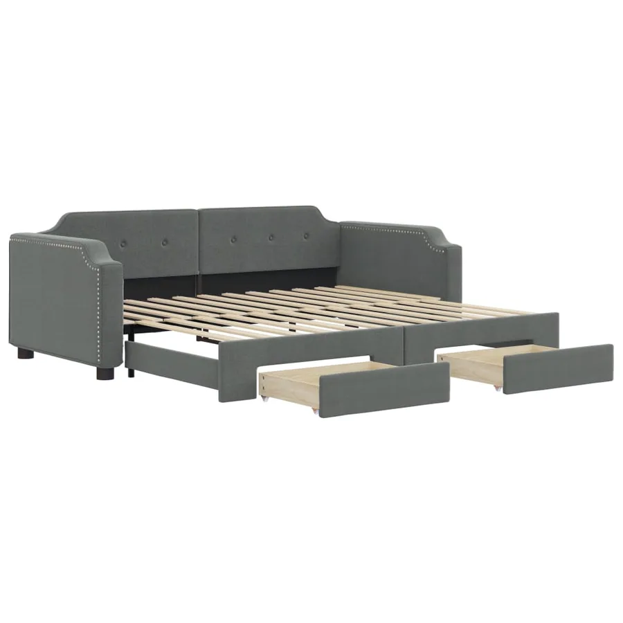 Lit de jour avec gigogne et tiroirs sans matelas 90x200 cm - 2