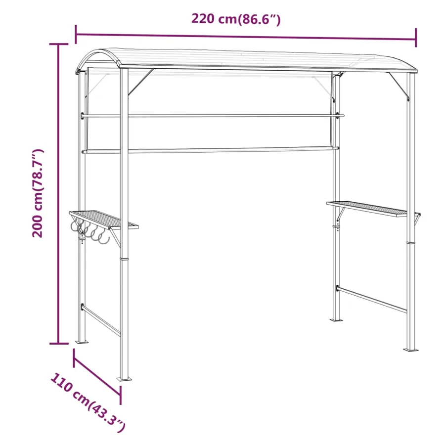 Belvédère avec toit 220x110x200 cm Anthracite - 7