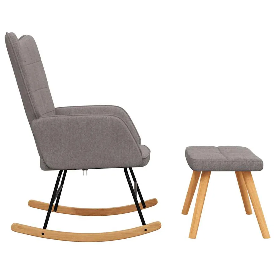 Chaise à bascule avec tabouret Taupe Tissu - 5