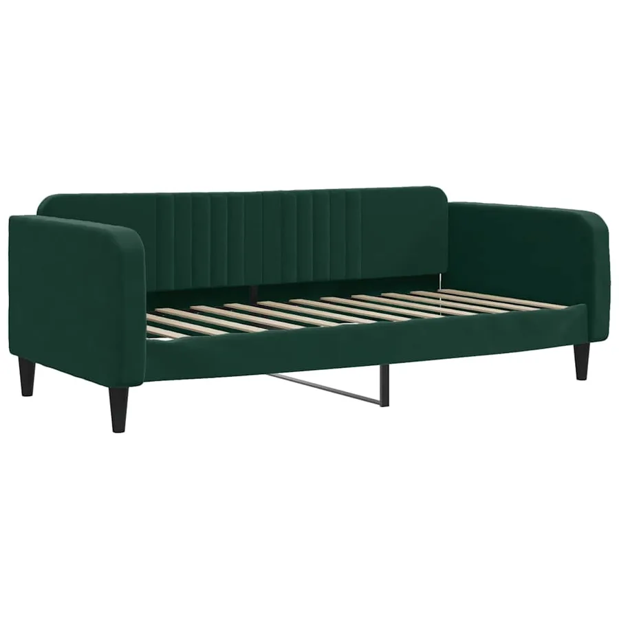 Lit de jour avec gigogne et tiroirs vert foncé 90x200cm velours - 4