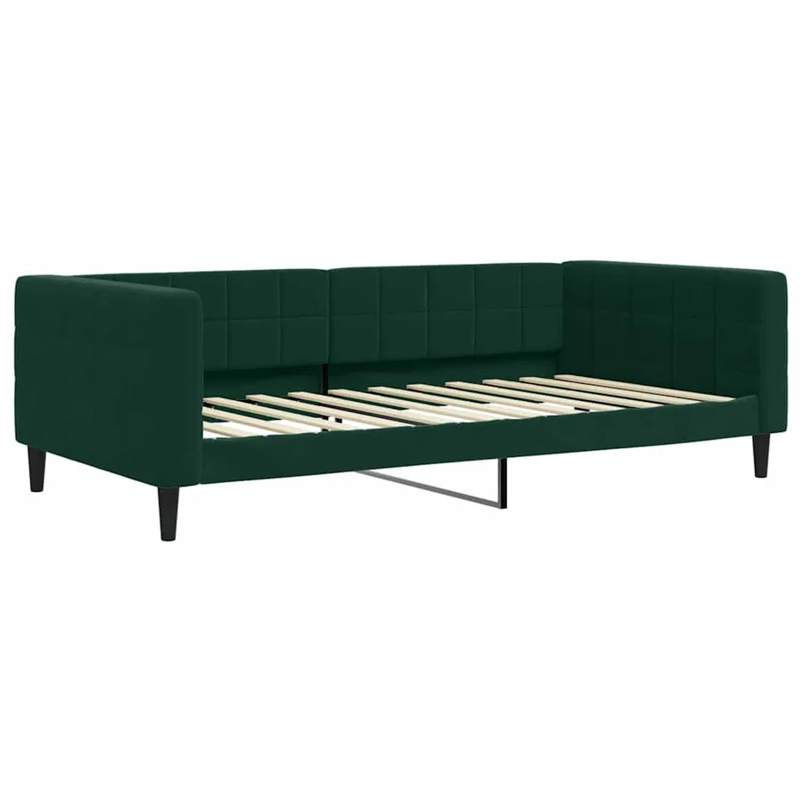 Lit de jour et gigogne et tiroirs vert foncé 100x200 cm velours - 4