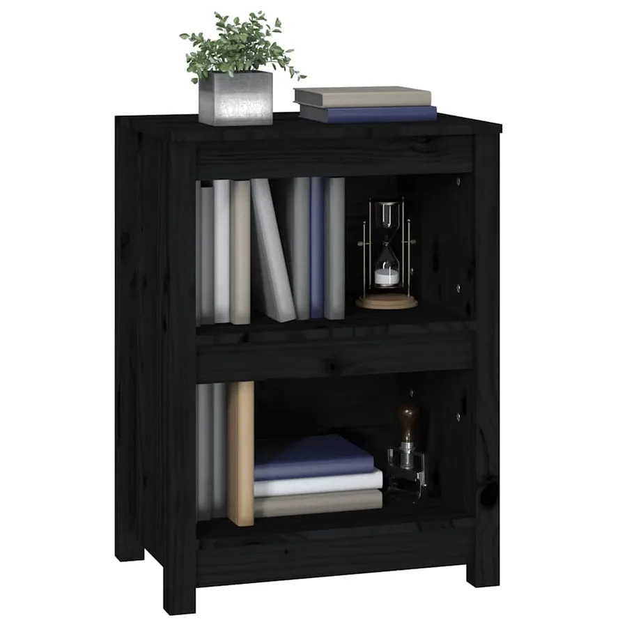 Bibliothèque Noir 50x35x68 cm Bois de pin massif - 4
