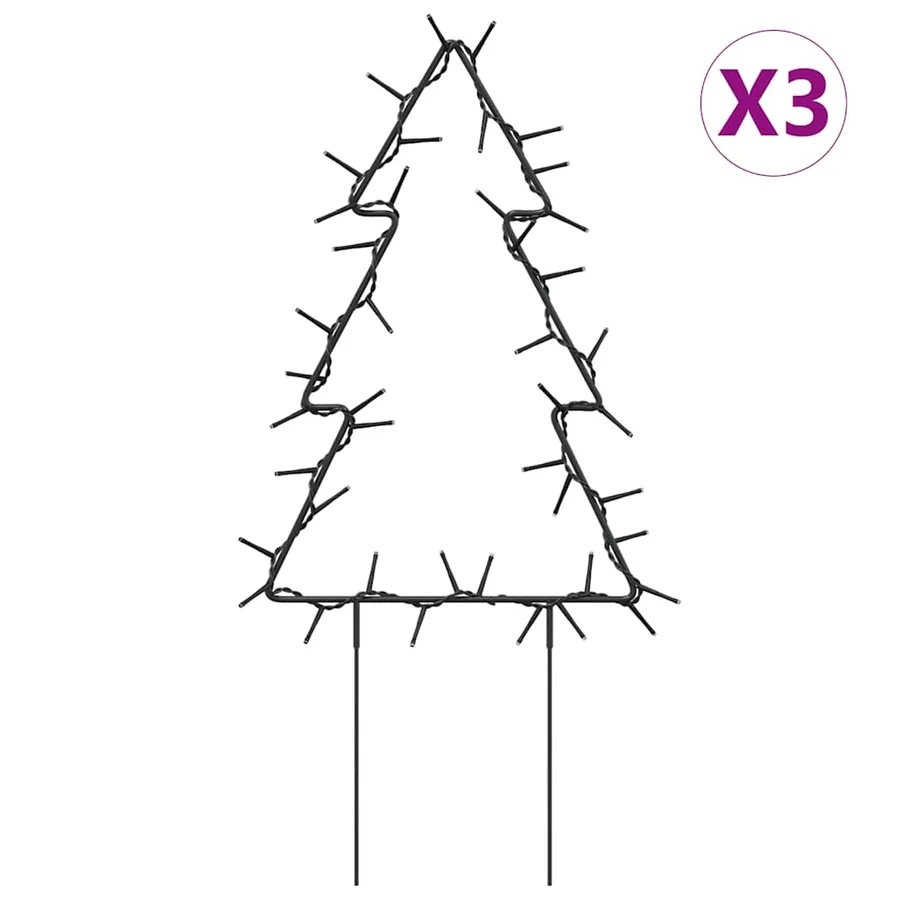 Décoration lumineuse arbre de Noël piquets 3 pcs 50 LED 30 cm - 3