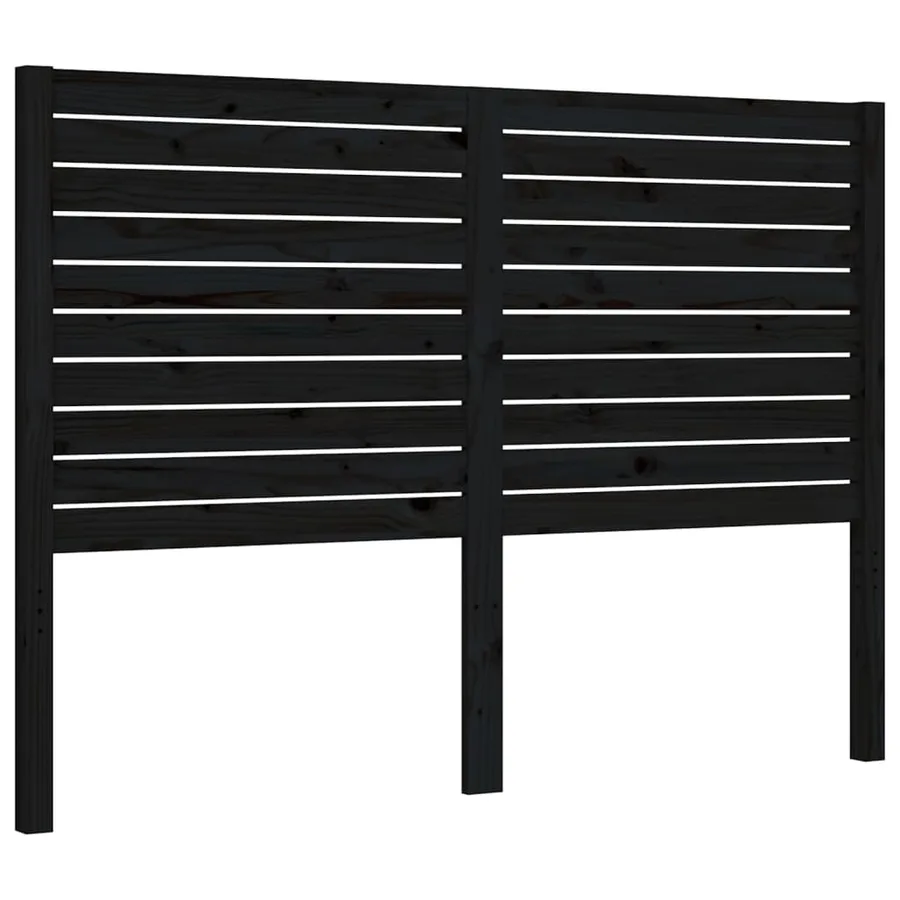 Cadre de lit sans matelas noir bois de pin massif - 8