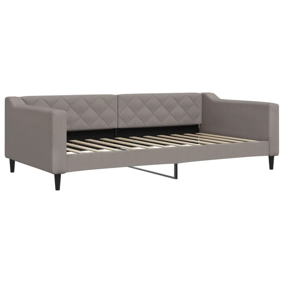 Lit de jour avec gigogne et tiroirs taupe 100x200 cm tissu - 4