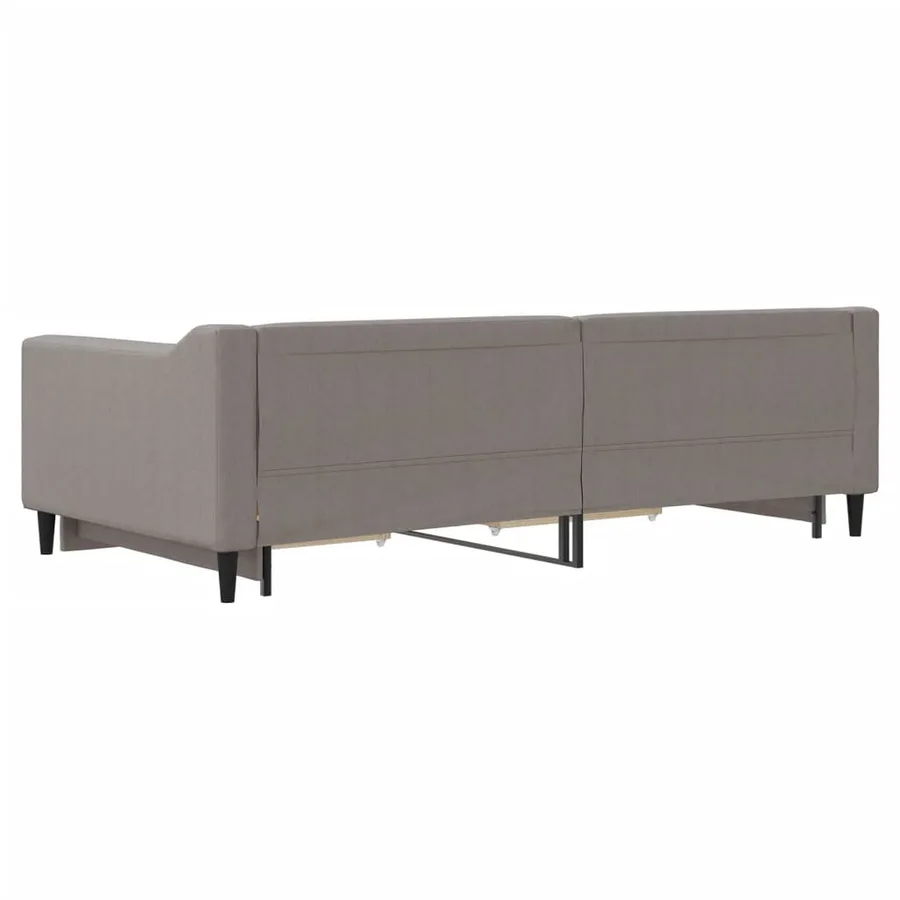 Lit de jour avec gigogne et tiroirs taupe 100x200 cm tissu - 8