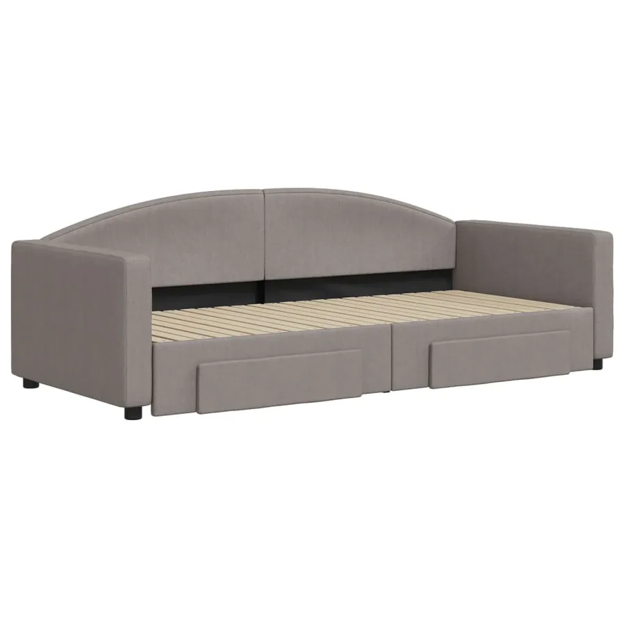 Lit de jour avec gigogne et tiroirs sans matelas taupe 90x200cm - 3