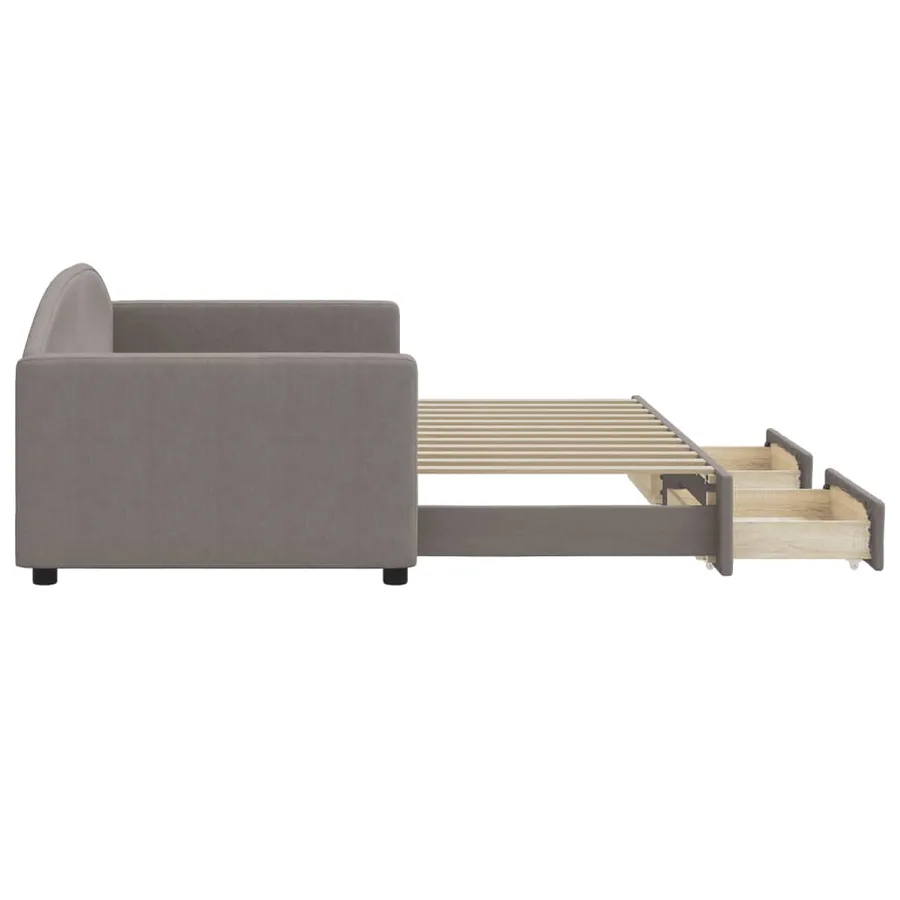 Lit de jour avec gigogne et tiroirs sans matelas taupe 90x200cm - 4