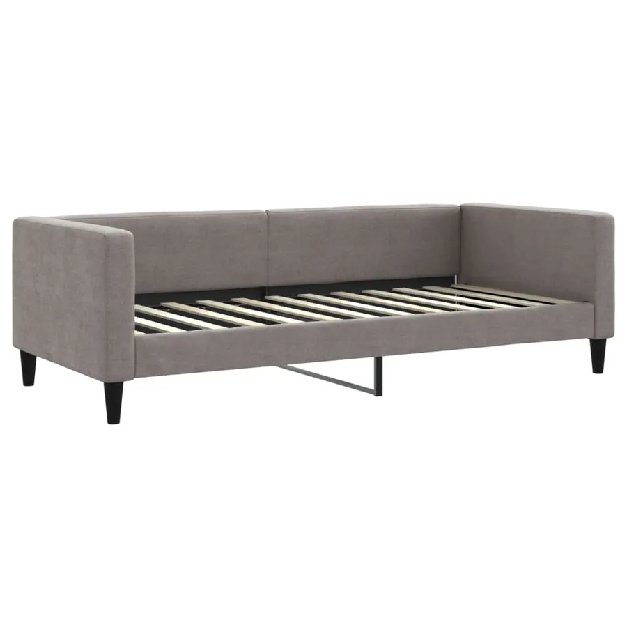Lit de jour avec gigogne et tiroirs taupe 90x200 cm tissu - 4