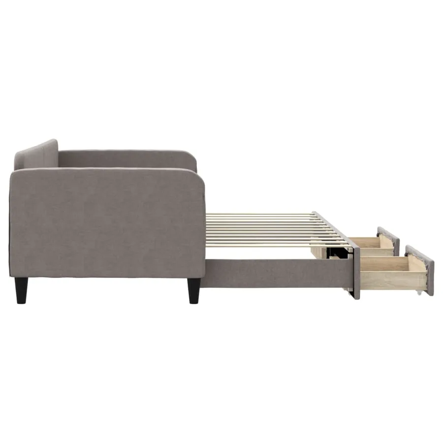 Lit de jour avec gigogne et tiroirs sans matelas taupe 90x200cm - 4