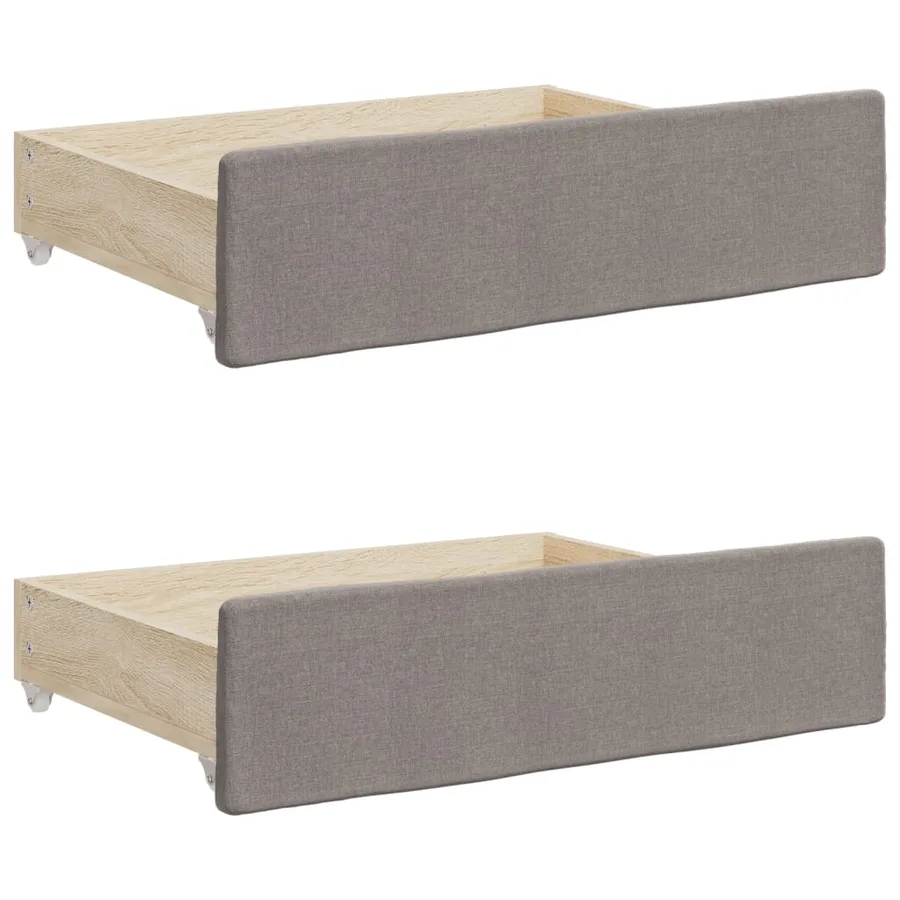 Lit de jour avec gigogne et tiroirs sans matelas taupe 90x200cm - 9