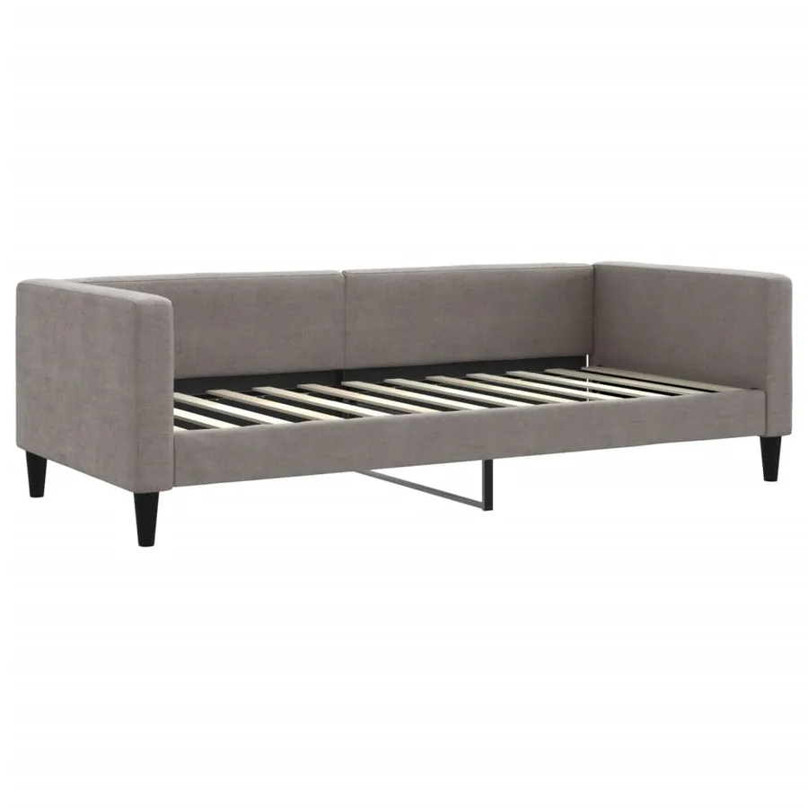 Lit de jour avec gigogne et tiroirs taupe 100x200 cm tissu - 4