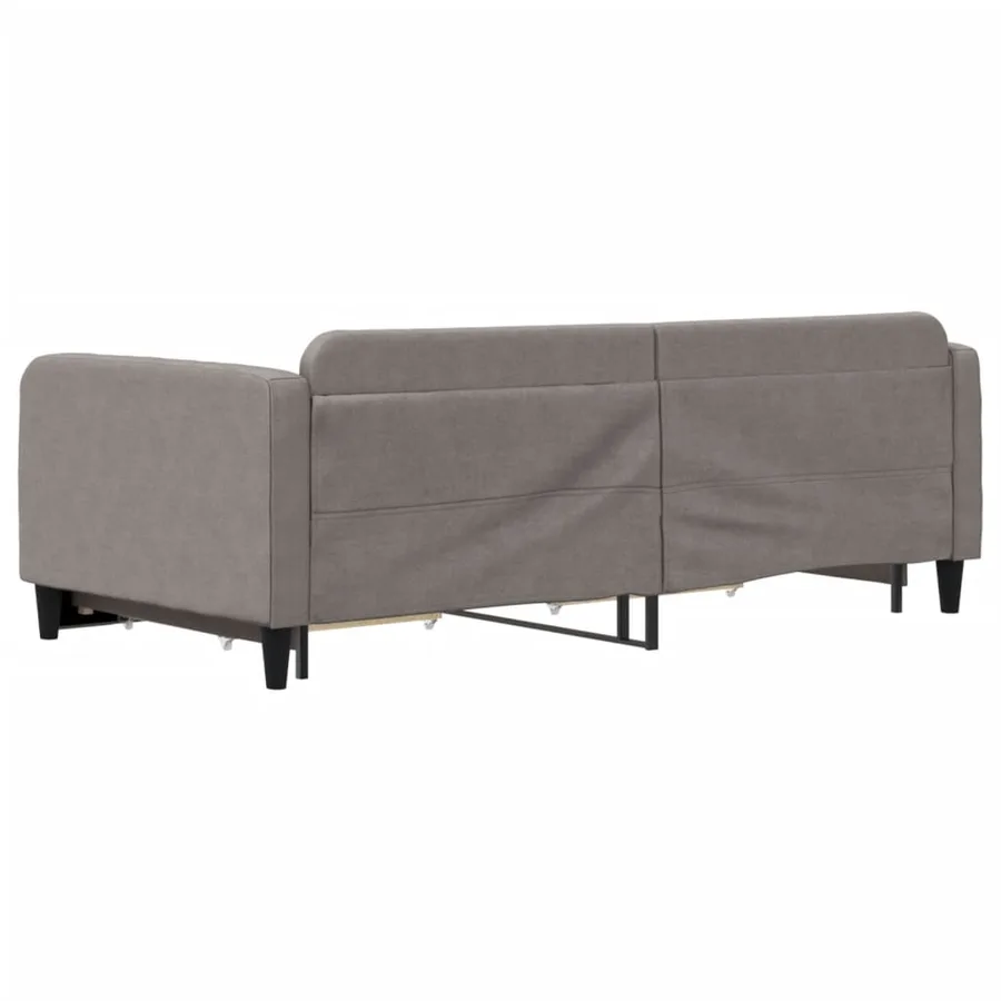 Lit de jour avec gigogne et tiroirs taupe 100x200 cm tissu - 5