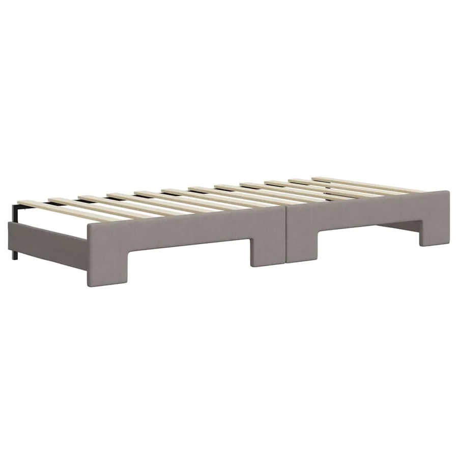 Lit de jour avec gigogne et tiroirs taupe 100x200 cm tissu - 8