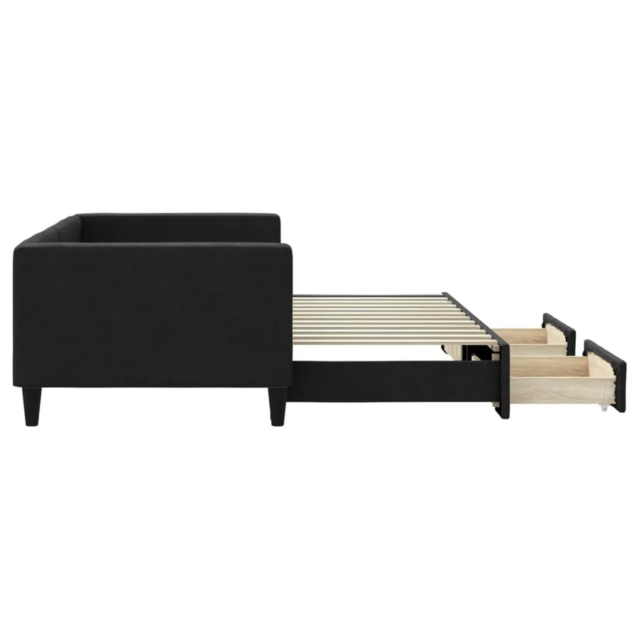 Lit de jour avec gigogne et tiroirs sans matelas noir 90x200 cm - 4