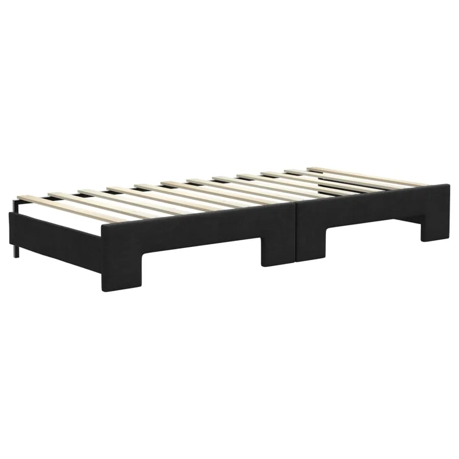 Lit de jour avec gigogne et tiroirs sans matelas noir 100x200cm - 8
