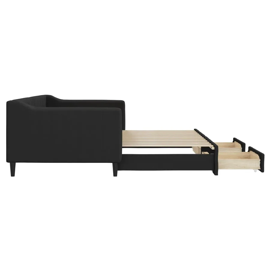 Lit de jour avec gigogne et tiroirs sans matelas noir 90x200 cm - 7