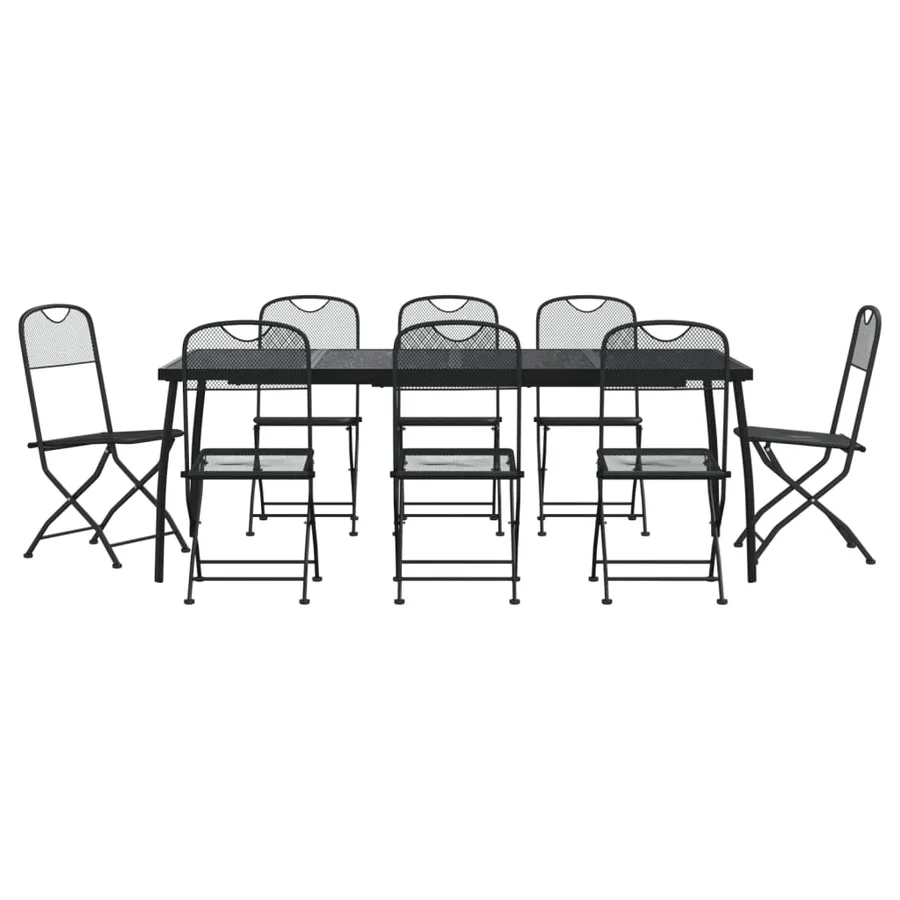 Ensemble à manger de jardin 9 pcs anthracite métal maille - 2