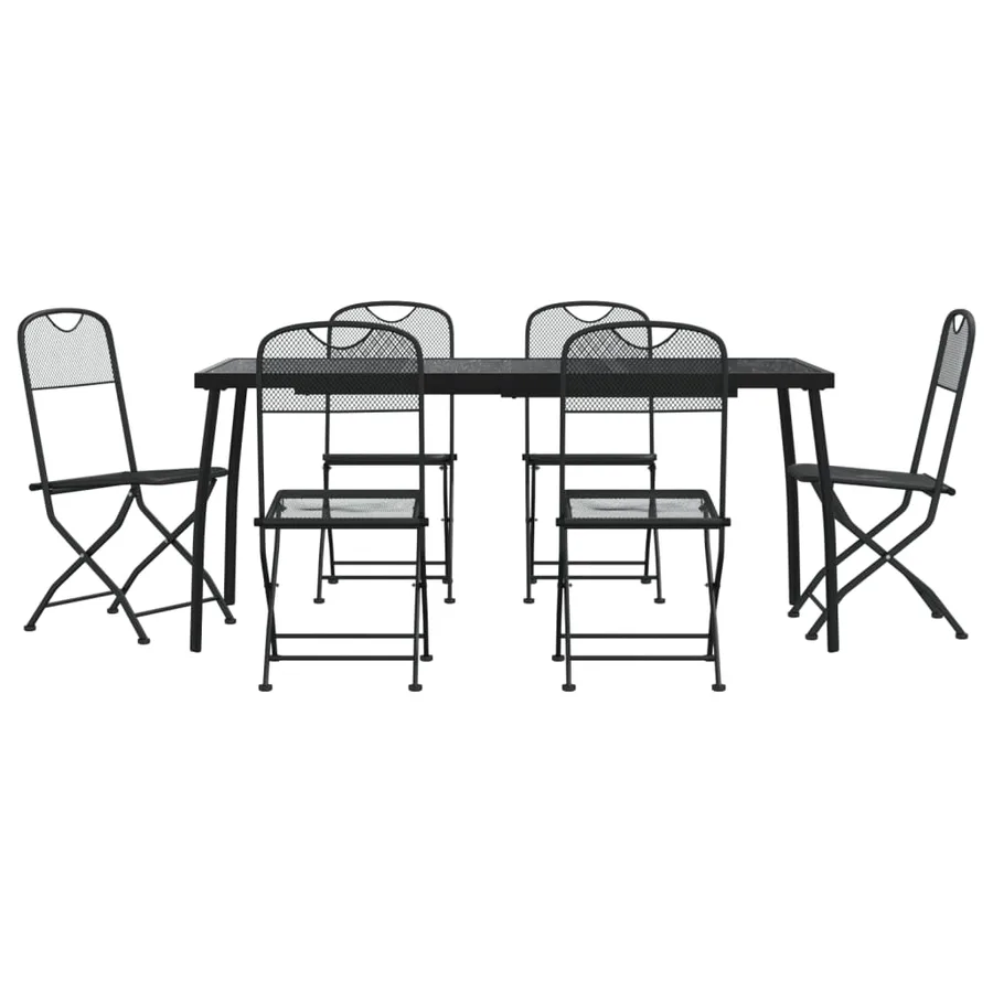 Ensemble à manger de jardin 7 pcs anthracite métal maille - 2