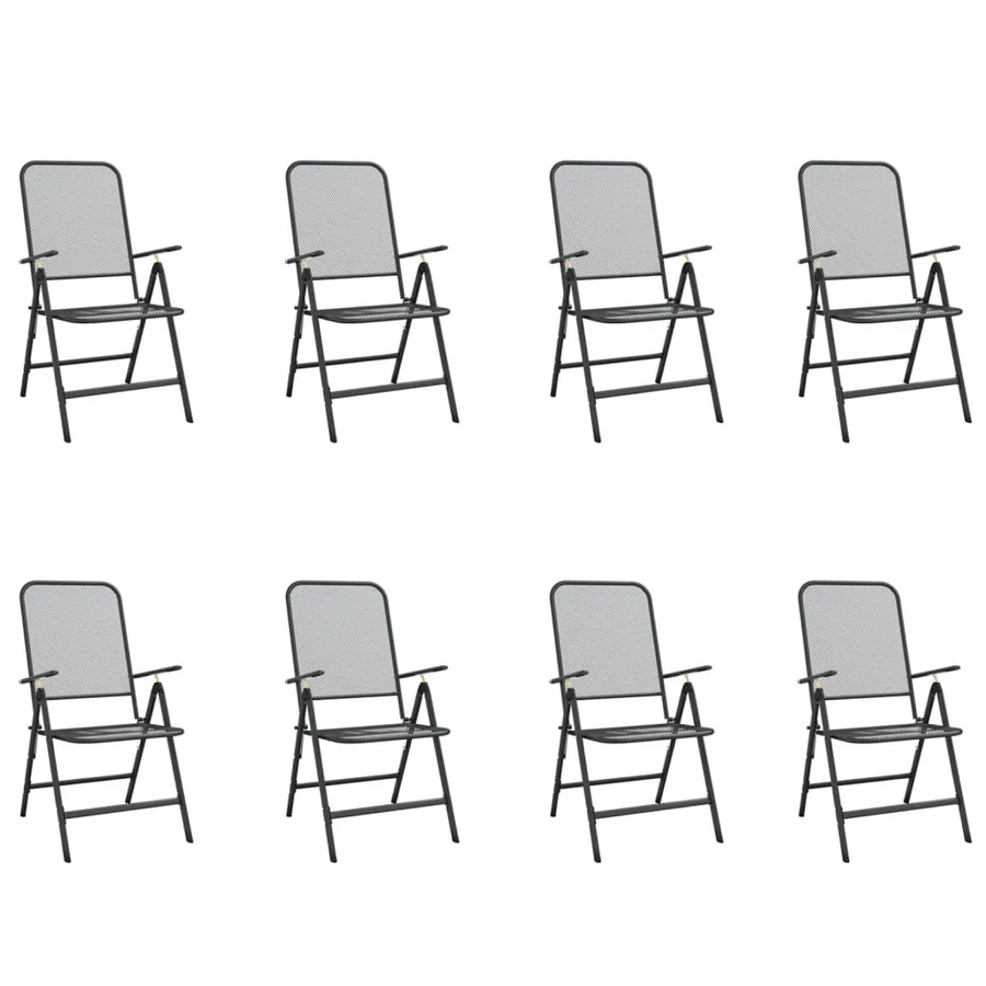 Ensemble à manger de jardin 9 pcs anthracite métal maille - 3