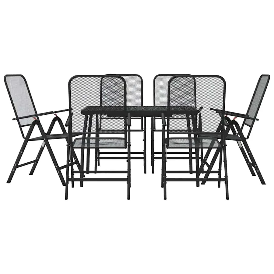 Ensemble à manger de jardin 7 pcs anthracite métal maille - 2