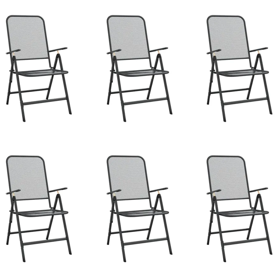 Ensemble à manger de jardin 7 pcs anthracite métal maille - 3