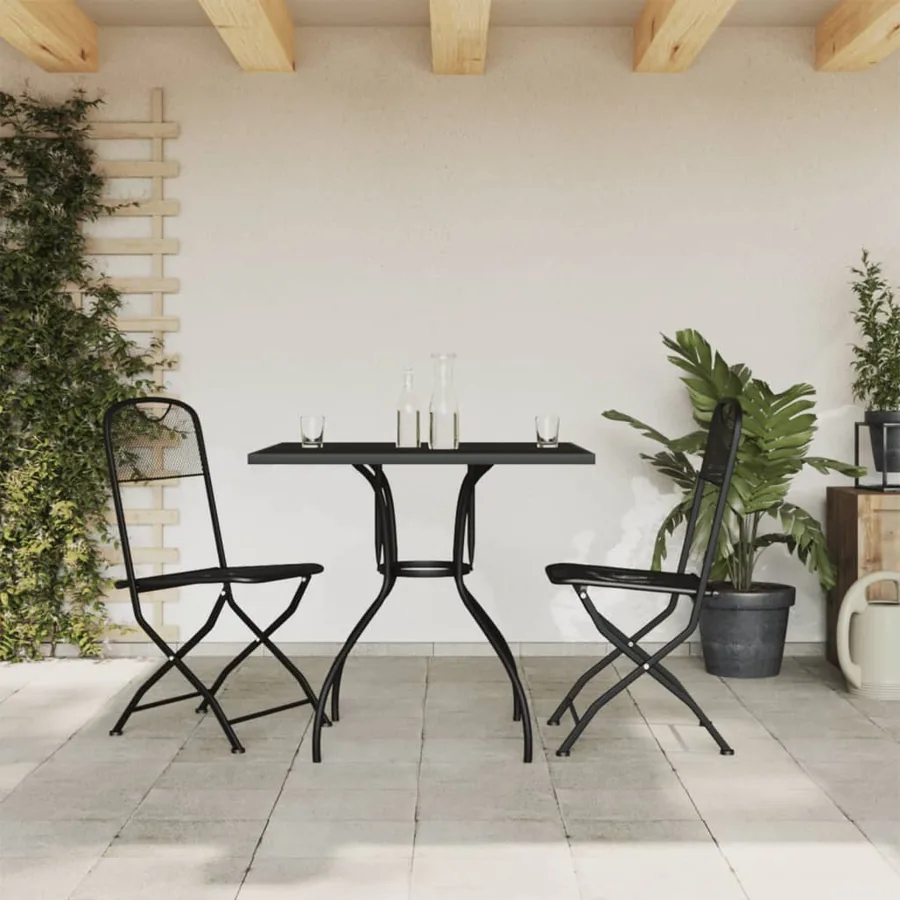 Ensemble à manger de jardin 3 pcs anthracite métal maille
