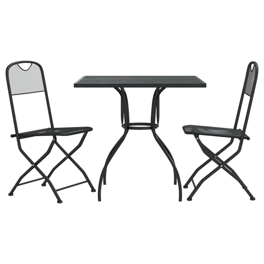Ensemble à manger de jardin 3 pcs anthracite métal maille - 2