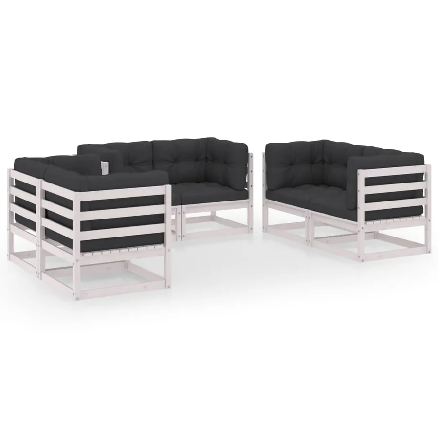 Salon de jardin 6 pcs avec coussins Bois de pin massif - 2
