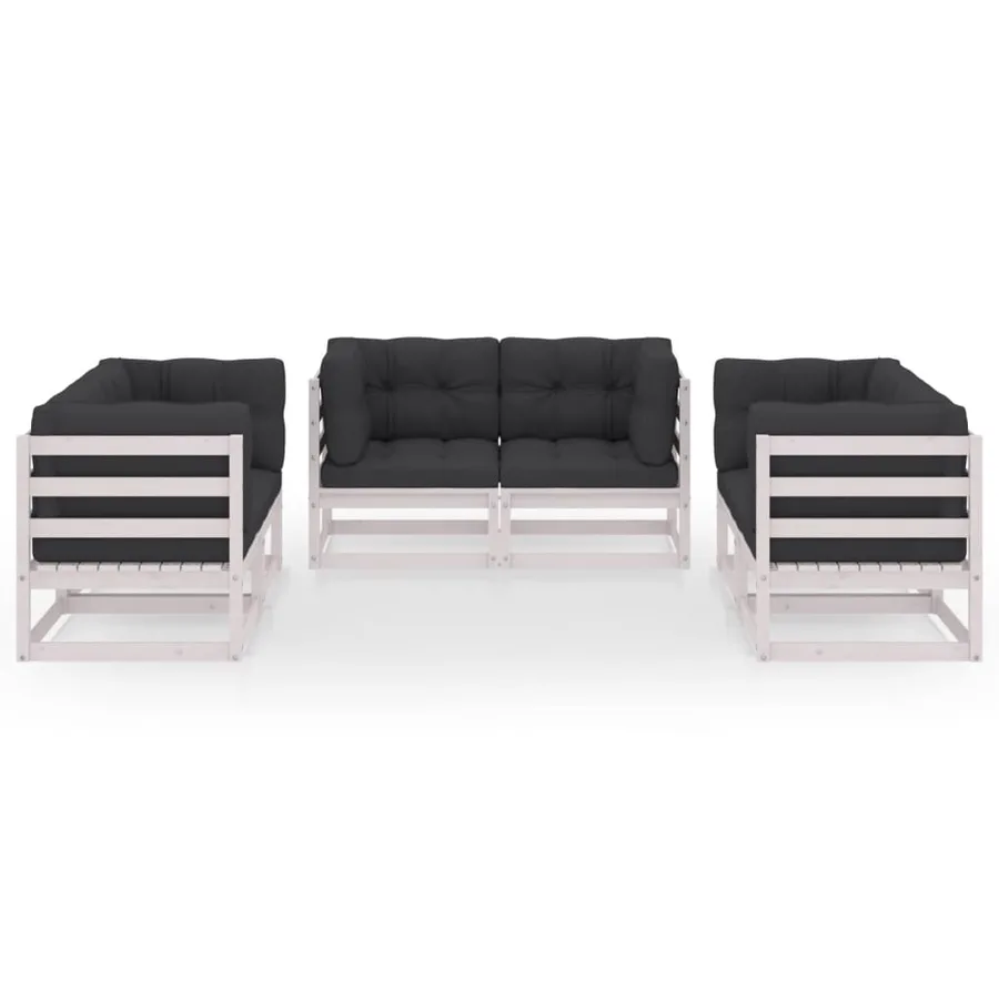 Salon de jardin 6 pcs avec coussins Bois de pin massif - 3
