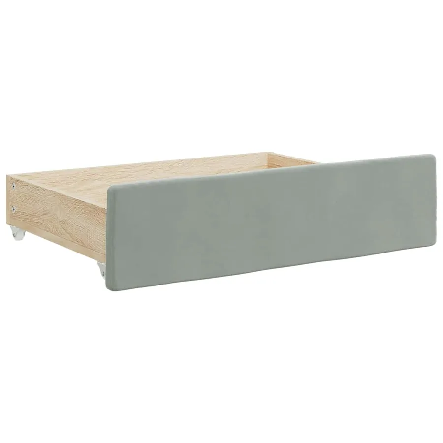 Tiroirs de lit 2 pcs gris clair bois d'ingénierie et velours - 3