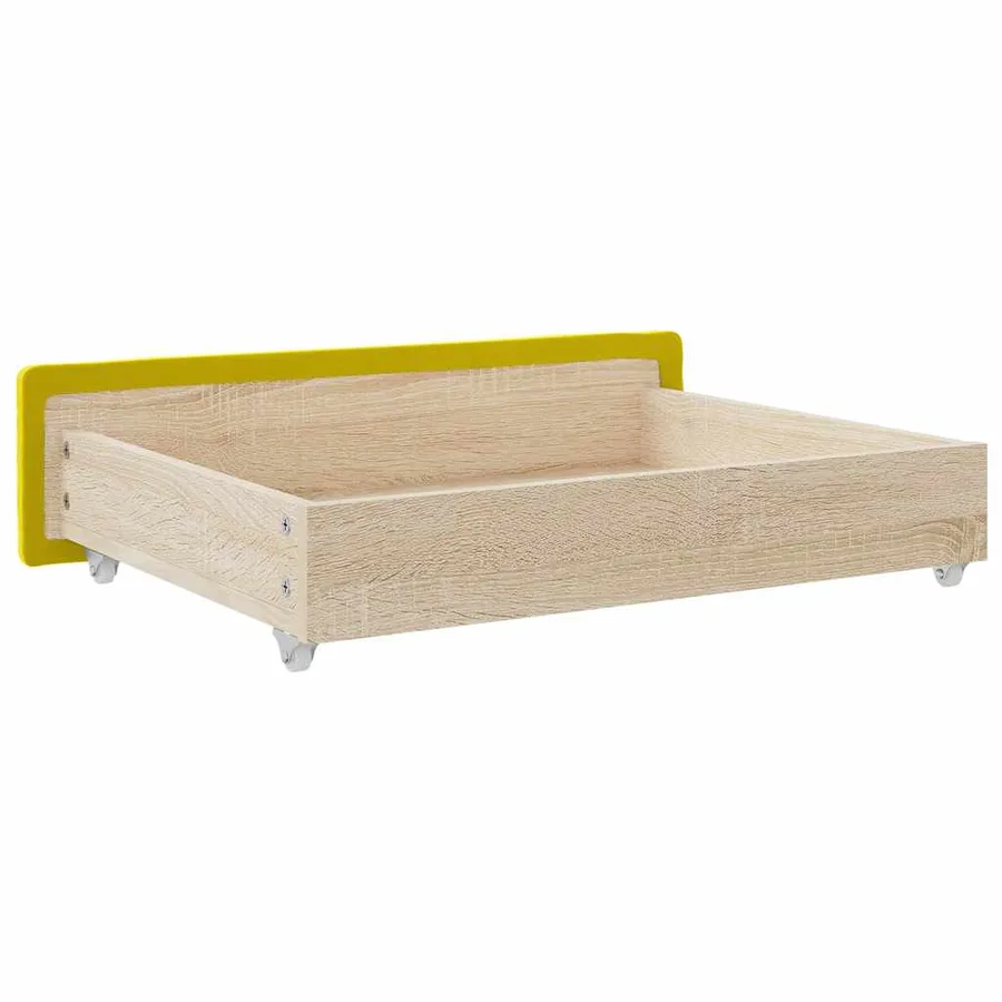 Tiroirs de lit 2 pcs jaune bois d'ingénierie et velours - 6