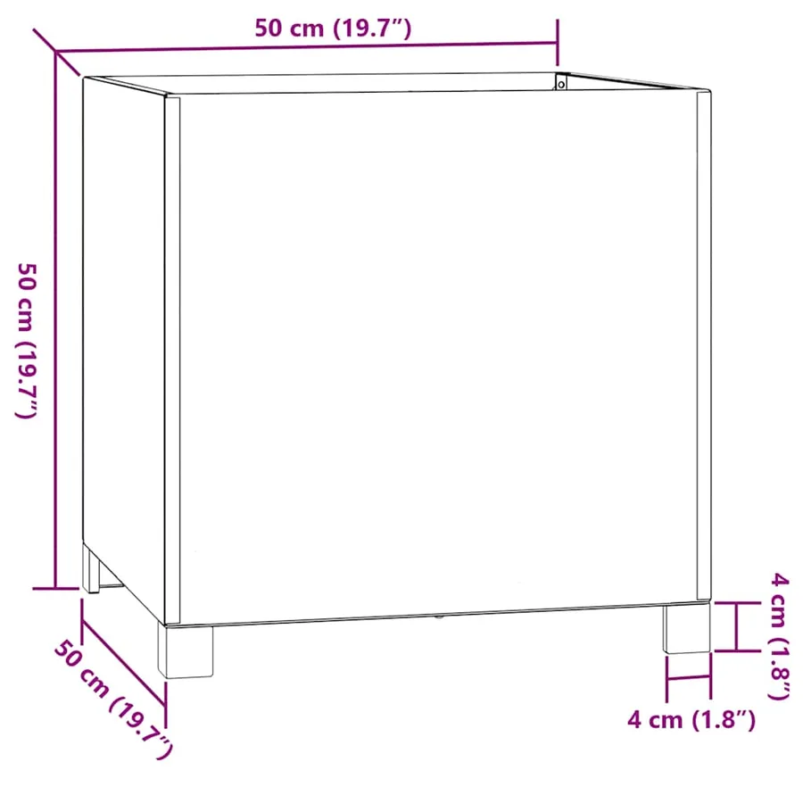 Jardinières avec pieds 2 pcs Rouillé 50x50x50 cm Acier corten - 11