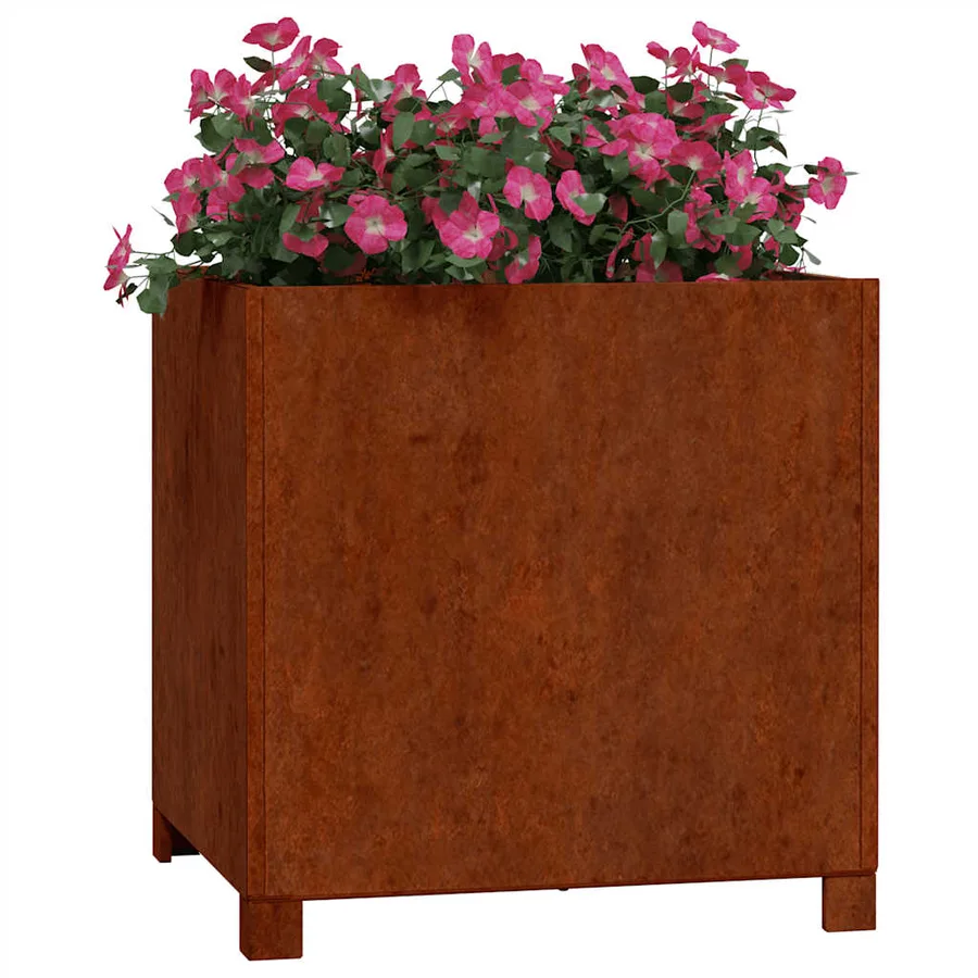 Jardinières avec pieds 2 pcs Rouillé 50x50x50 cm Acier corten - 3