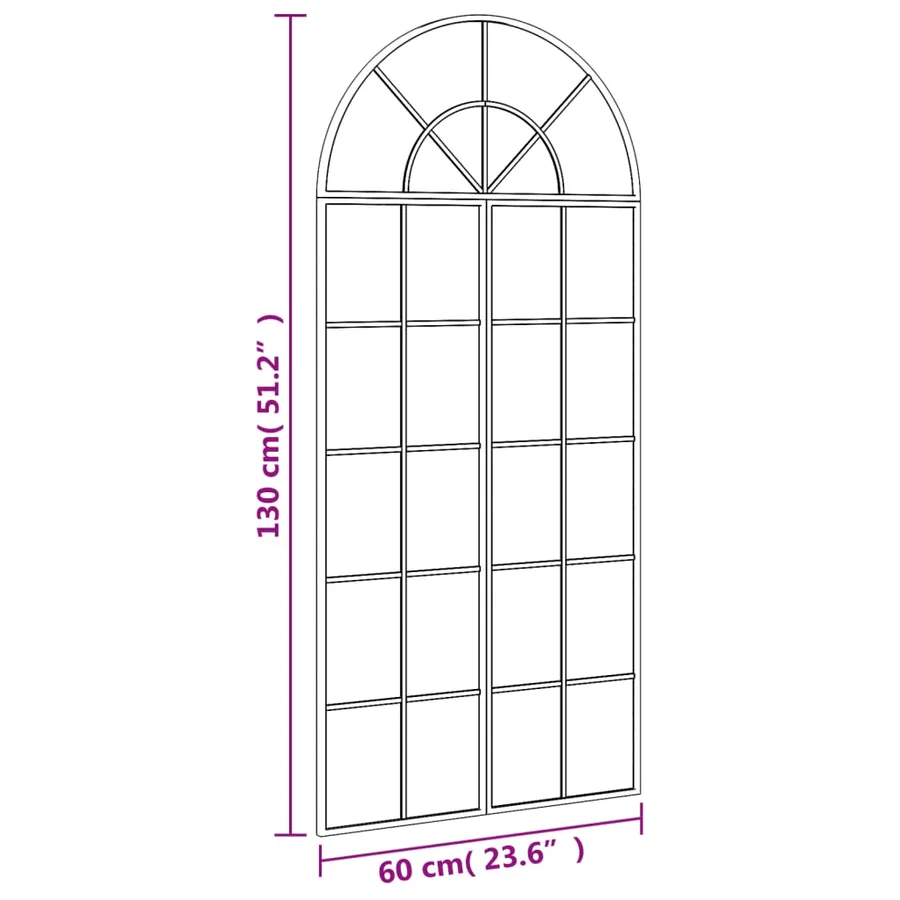 Miroir mural noir 60x130 cm arche fer - 7