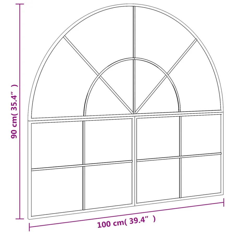 Miroir mural noir 100x90 cm arche fer - 7