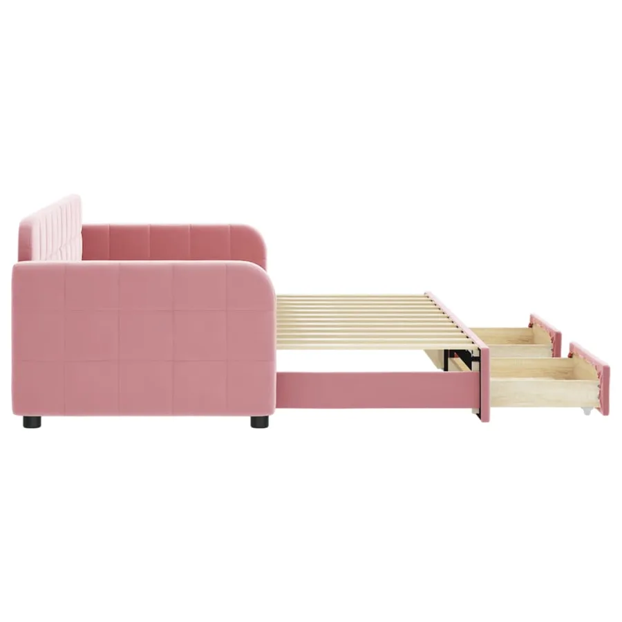 Lit de jour avec gigogne et tiroirs sans matelas rose 80x200 cm - 4
