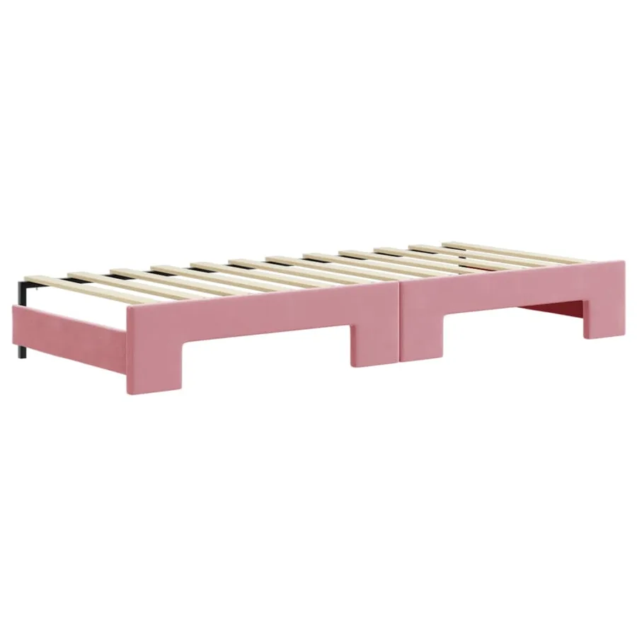 Lit de jour avec gigogne et tiroirs sans matelas rose 80x200 cm - 8