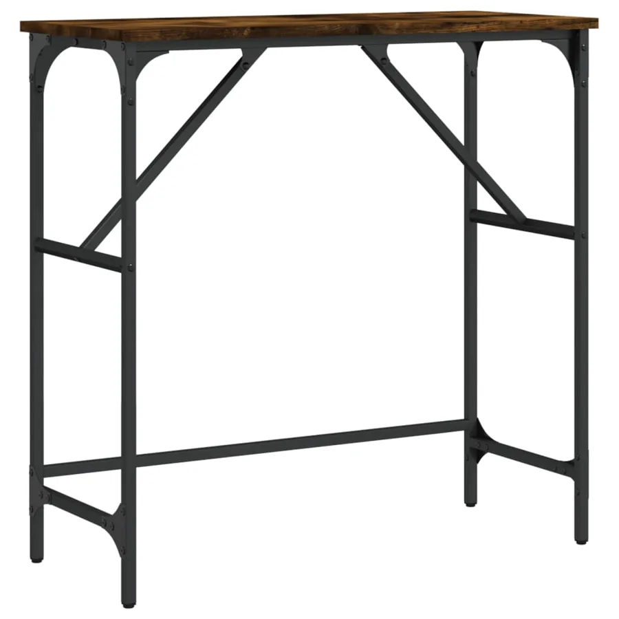 Table console chêne fumé 75x32x75 cm bois d'ingénierie - 2
