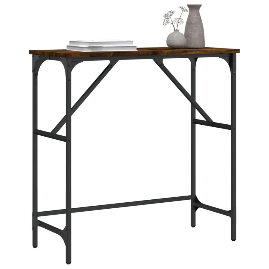 Table console chêne fumé 75x32x75 cm bois d'ingénierie - 3