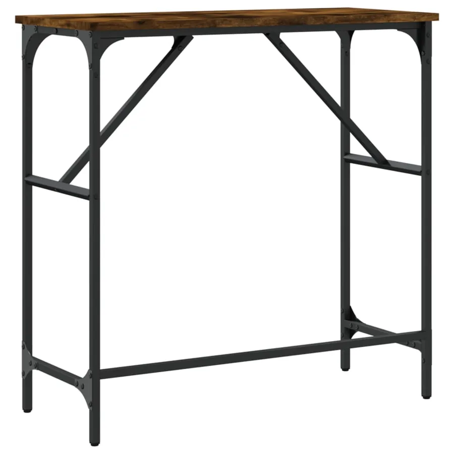 Table console chêne fumé 75x32x75 cm bois d'ingénierie - 6