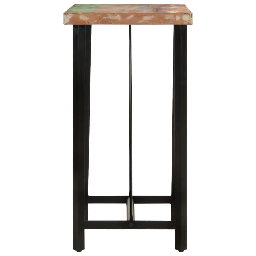 Table de bar 55x55x107 cm bois massif de récupération et fer - 3