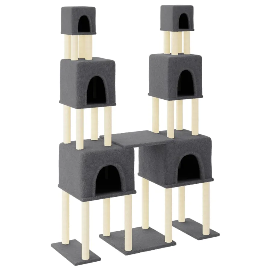 Arbre à chat avec griffoirs en sisal Gris foncé 199 cm - 2