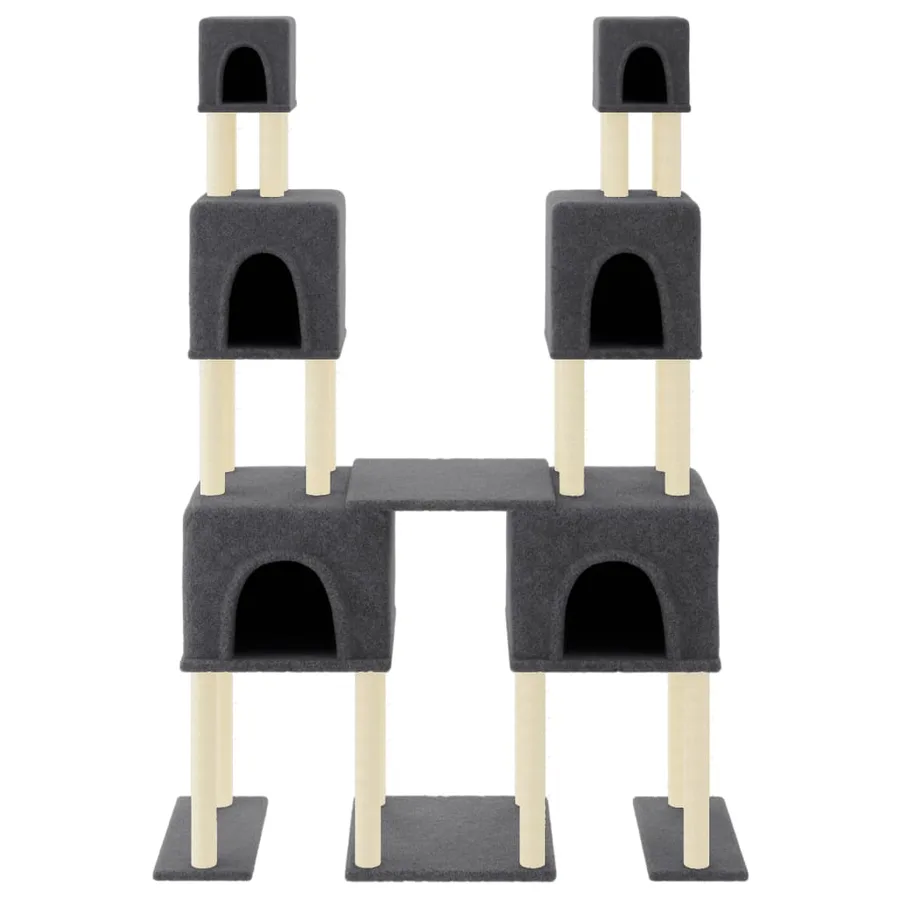 Arbre à chat avec griffoirs en sisal Gris foncé 199 cm - 3