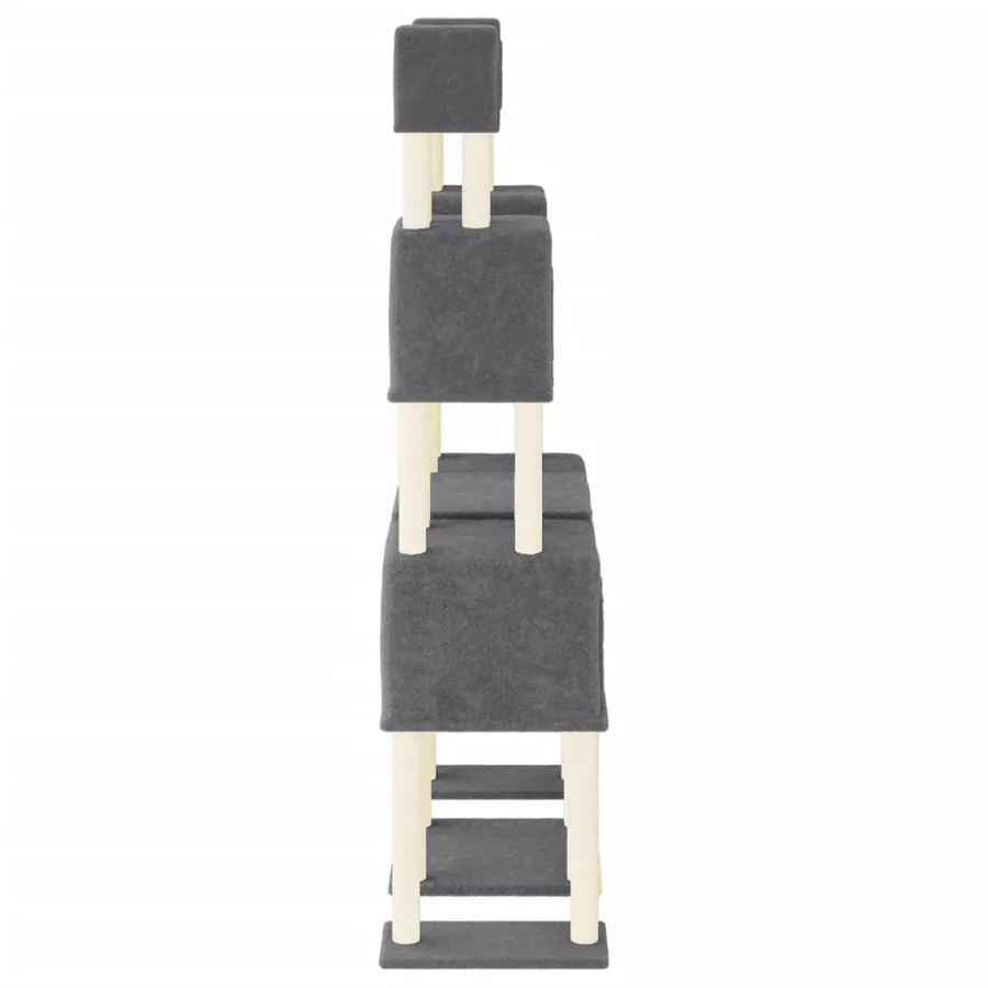 Arbre à chat avec griffoirs en sisal Gris foncé 199 cm - 4
