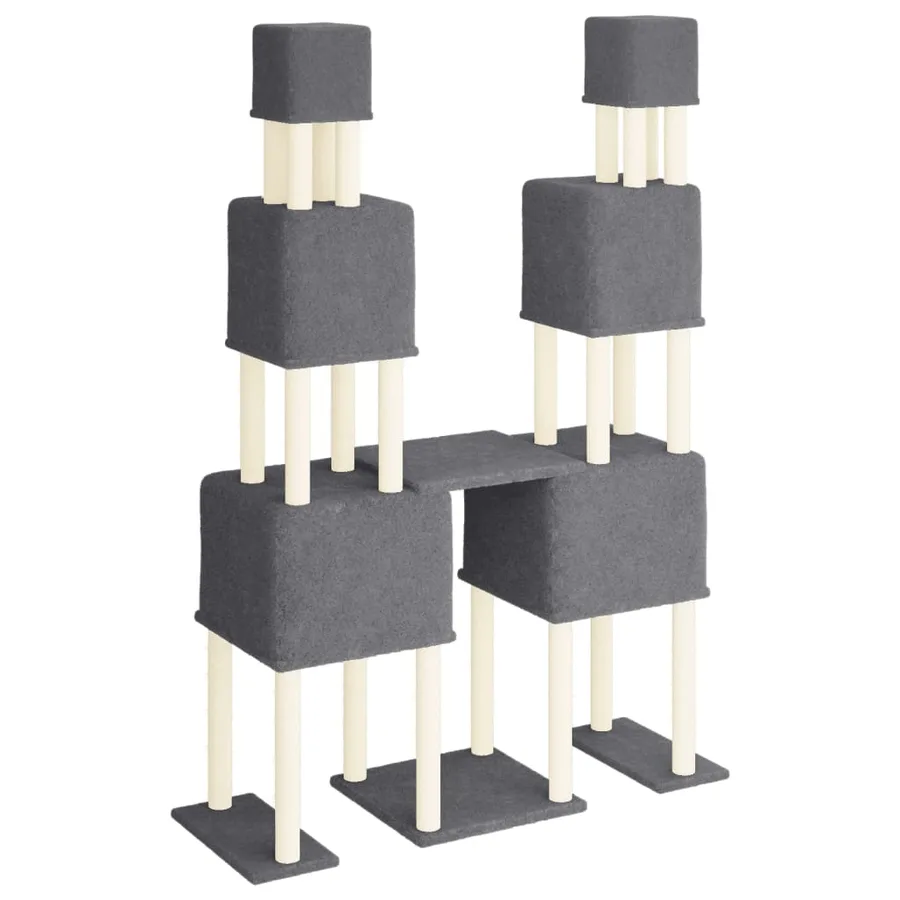 Arbre à chat avec griffoirs en sisal Gris foncé 199 cm - 5