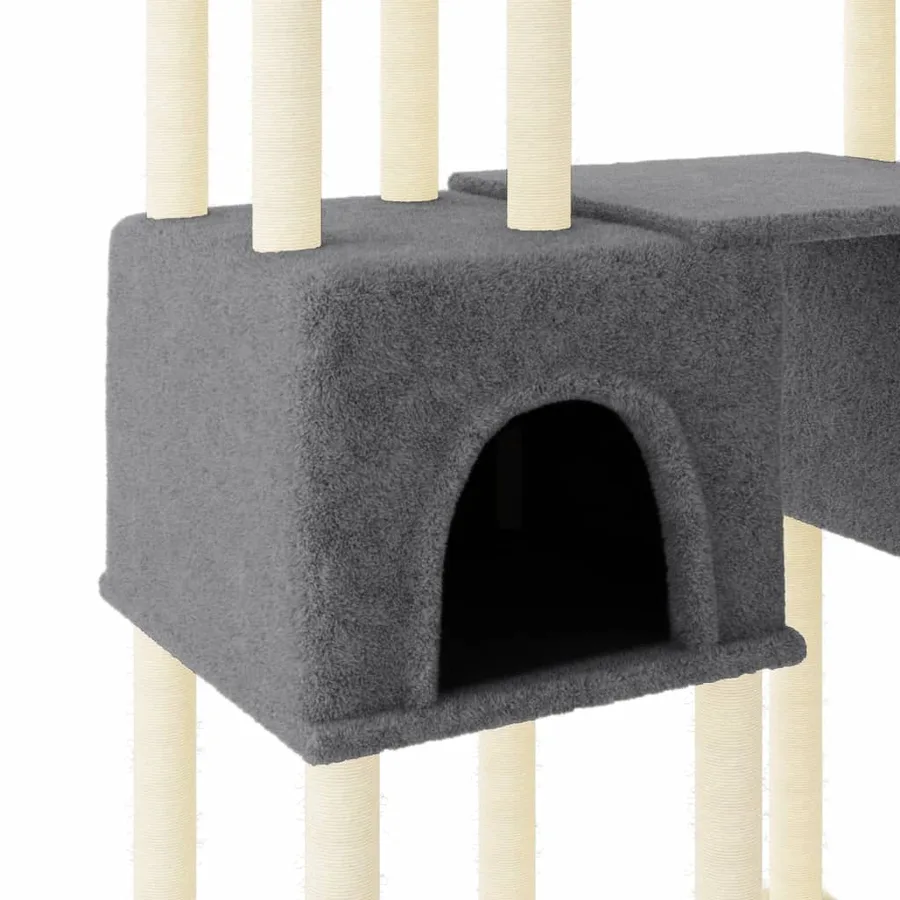 Arbre à chat avec griffoirs en sisal Gris foncé 199 cm - 6