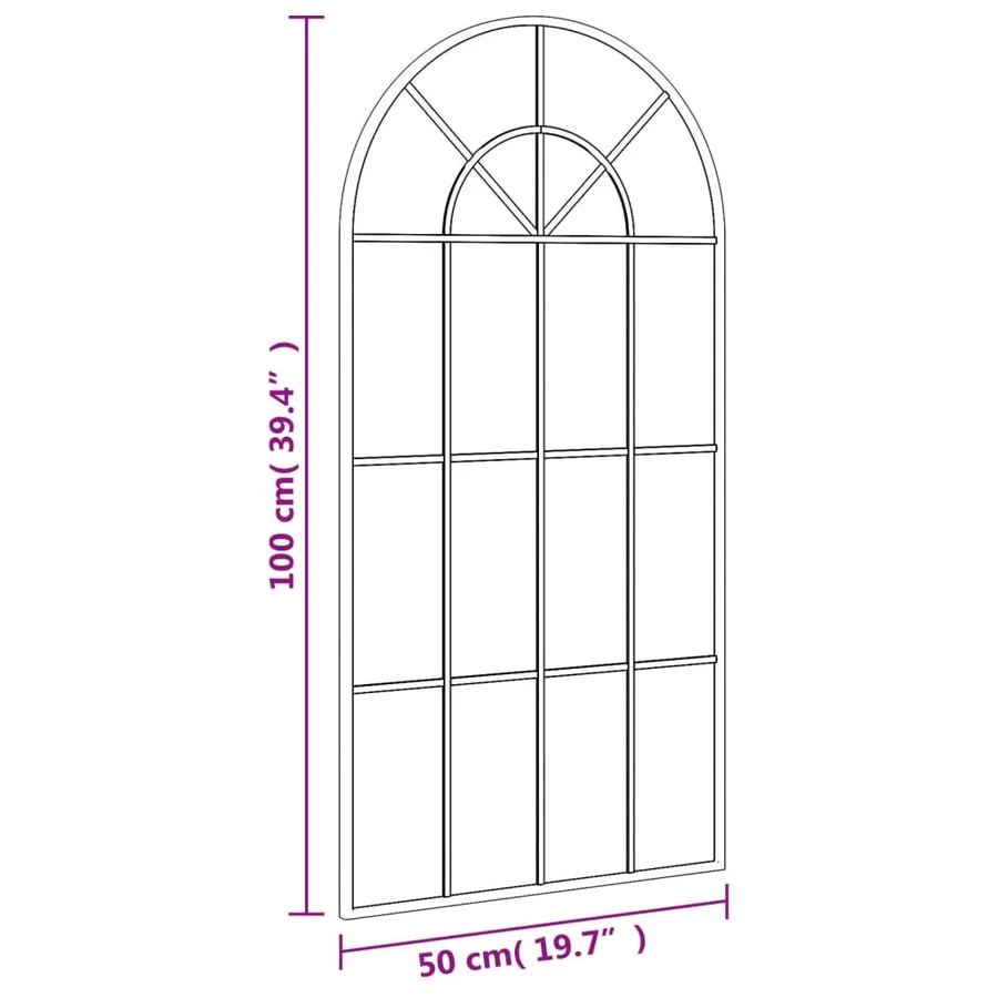 Miroir mural noir 50x100 cm arche fer - 7