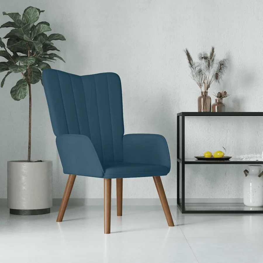 Chaise de relaxation Bleu Velours
