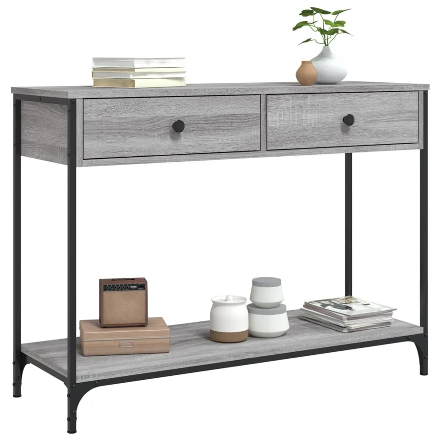Table console sonoma gris 100x34,5x75 cm bois d'ingénierie - 3